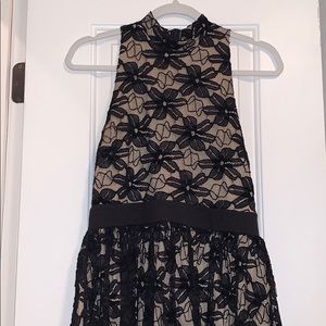 Flattering fit and flare black lace dress
